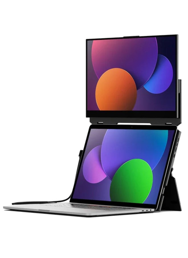 Mobile pixel Duex Float | 15.6" Stacked Portable Screens, Full HD IPS 1080P Touchscreen Monitor w/ Built-in Kickstand, USB-C/HDMI Plug and Play, Support Windows, MacOS, Linux, ChromeOS, Switch, XBox, Playstation 