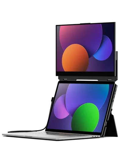 Mobile pixel Duex Float | 15.6" Stacked Portable Screens, Full HD IPS 1080P Touchscreen Monitor w/ Built-in Kickstand, USB-C/HDMI Plug and Play, Support Windows, MacOS, Linux, ChromeOS, Switch, XBox, Playstation