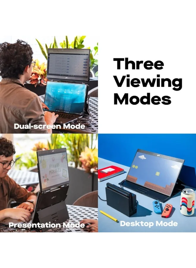 Mobile pixel Duex Float | 15.6" Stacked Portable Screens, Full HD IPS 1080P Touchscreen Monitor w/ Built-in Kickstand, USB-C/HDMI Plug and Play, Support Windows, MacOS, Linux, ChromeOS, Switch, XBox, Playstation