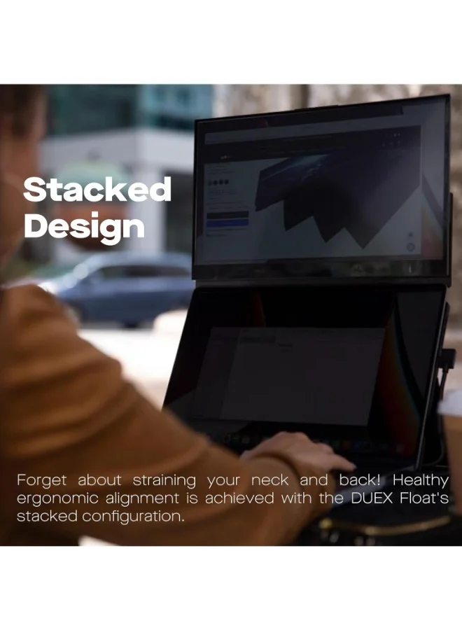 Mobile pixel Duex Float | 15.6" Stacked Portable Screens, Full HD IPS 1080P Touchscreen Monitor w/ Built-in Kickstand, USB-C/HDMI Plug and Play, Support Windows, MacOS, Linux, ChromeOS, Switch, XBox, Playstation