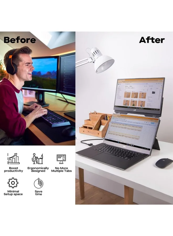 Mobile pixel Duex Float | 15.6" Stacked Portable Screens, Full HD IPS 1080P Touchscreen Monitor w/ Built-in Kickstand, USB-C/HDMI Plug and Play, Support Windows, MacOS, Linux, ChromeOS, Switch, XBox, Playstation