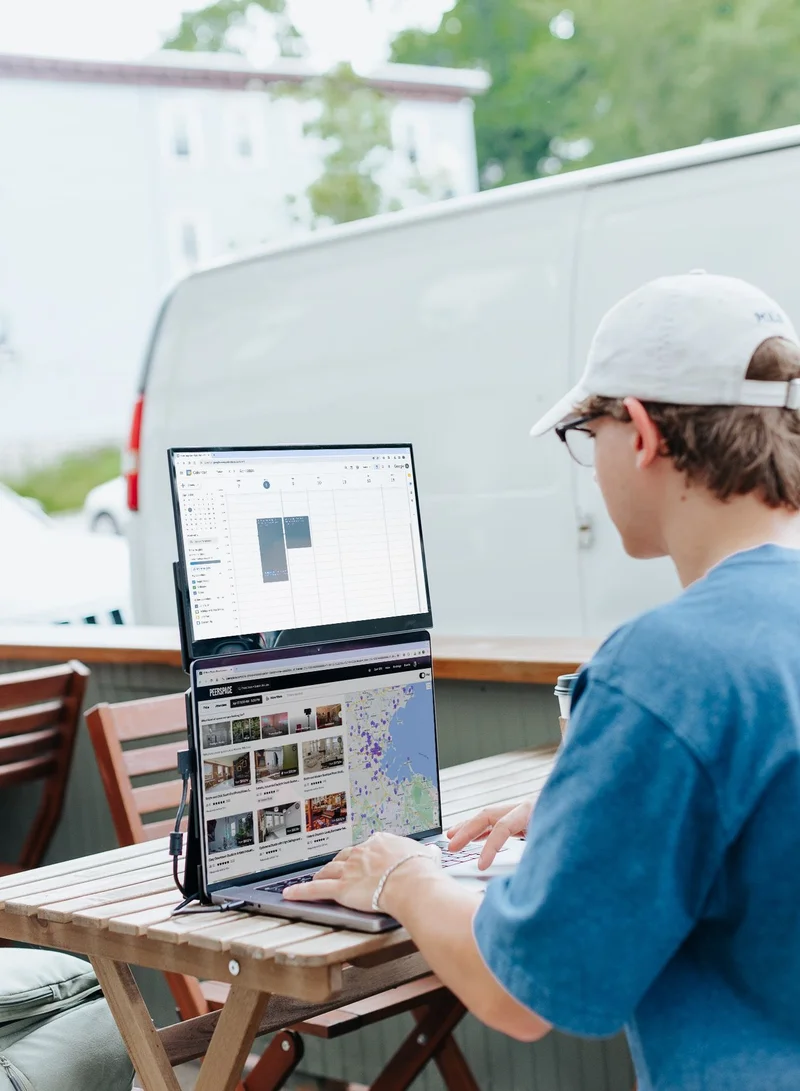 Mobile pixel Duex Float | 15.6" Stacked Portable Screens, Full HD IPS 1080P Touchscreen Monitor w/ Built-in Kickstand, USB-C/HDMI Plug and Play, Support Windows, MacOS, Linux, ChromeOS, Switch, XBox, Playstation