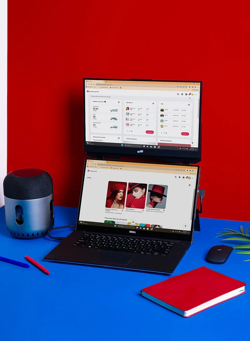 Mobile pixel Duex Float | 15.6" Stacked Portable Screens, Full HD IPS 1080P Touchscreen Monitor w/ Built-in Kickstand, USB-C/HDMI Plug and Play, Support Windows, MacOS, Linux, ChromeOS, Switch, XBox, Playstation