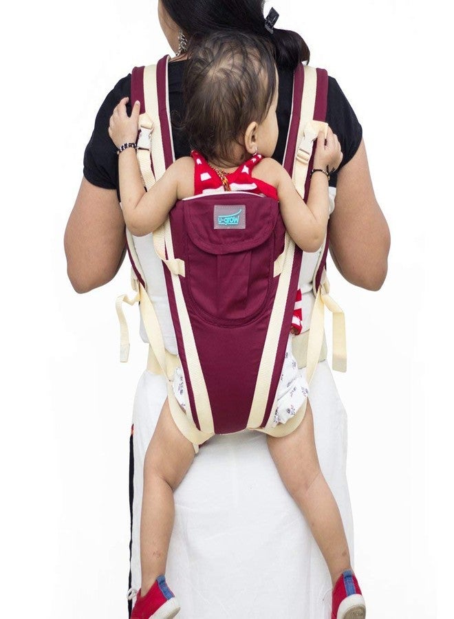 u-grow Newborn Four Way Baby Carrier Soft & Comfortable With Safety Belt And Wide Cushioned Straps (Red) - Image 4