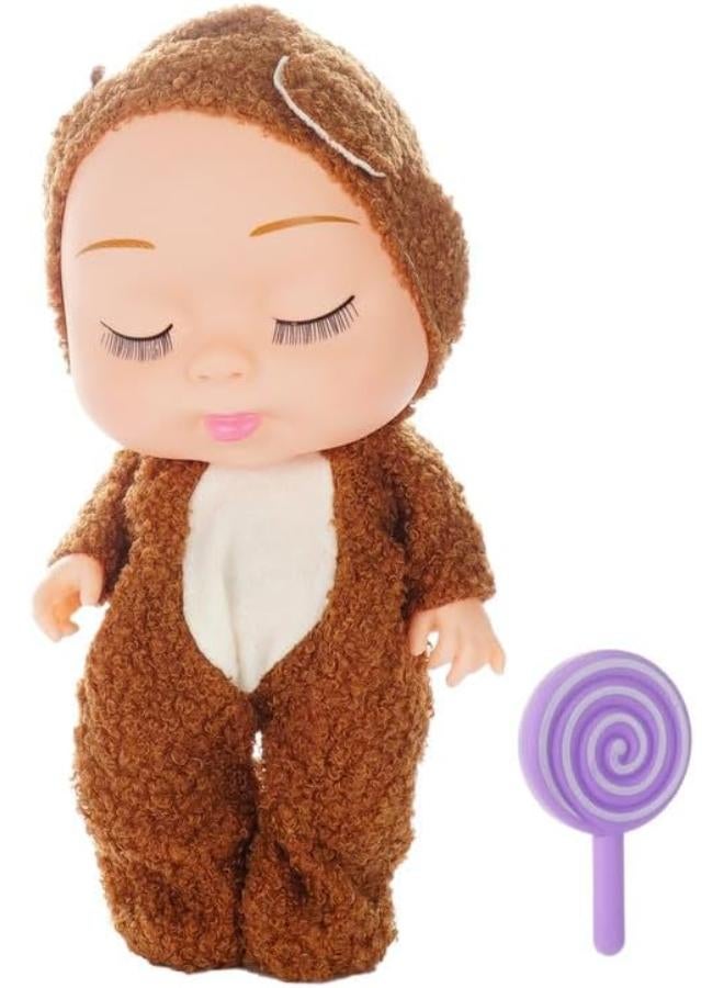 Plastic Candy Lollipop Doll For Girls - Brown and Purple - Image 1