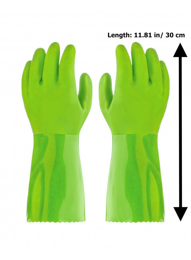 Kitchen-Star Ultimate Rubber Household PVC Gloves with Comfortable Cotton Lining, Anti-Slip surface, Kitchen Dishwashing, Extra Thickness, Kitchen Cleaning, Working, Painting, Pet Care (Medium, Green) - Image 3
