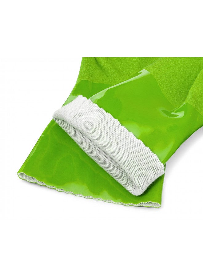 Kitchen-Star Ultimate Rubber Household PVC Gloves with Comfortable Cotton Lining, Anti-Slip surface, Kitchen Dishwashing, Extra Thickness, Kitchen Cleaning, Working, Painting, Pet Care (Medium, Green) - Image 2