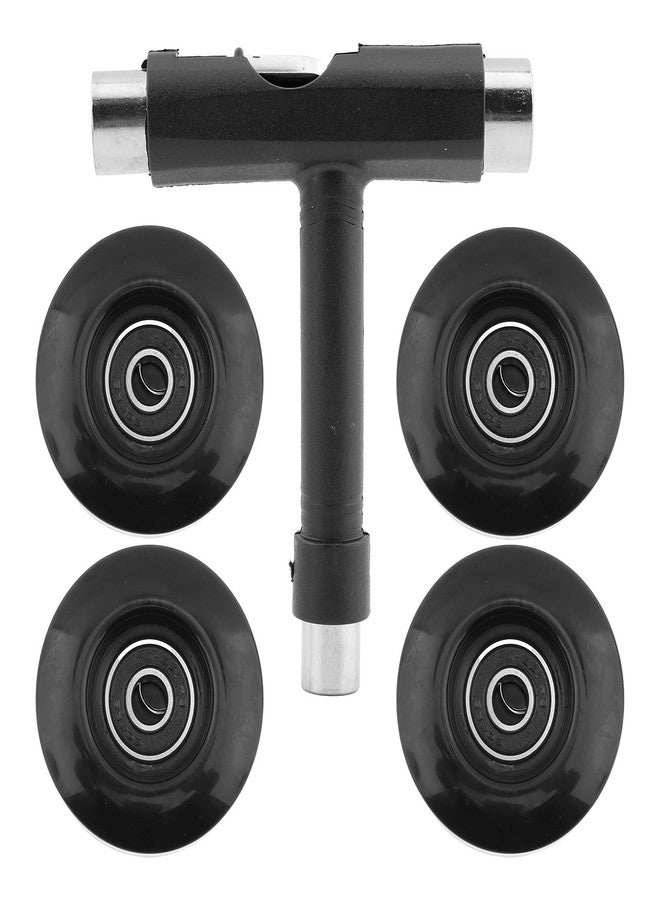 Houseen 4 Pcs Skateboard Wheels with Bearings, Hardness PU 80A Longboard Wheels with Screwdriver & Tool, 55mm Cruiser Wheels & Street Wheels Replacement - Image 1
