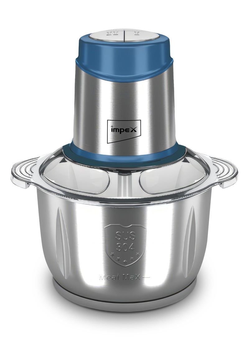 Impex Electric Food Chopper 5 Ltr, 2 Speed Adjustable Meat Grinder, 6Pcs Stainless Steel Blade, Stainless Steel Body,600W Multi Food Chopper For Meat, Vegetables, Fruits And Nuts 5 L 600 W FC 3205 Silver - Image 1