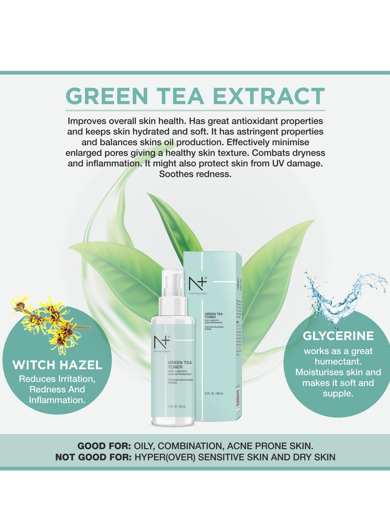 N Plus Professional Green Tea Bead 3-in-1 Cleanser – Face Wash, Exfoliator & Makeup Remover, Enriched with Green Tea Extract, Niacinamide & Rice Bran Beads, Fades Dark Spots & Hydrates Skin, 100ml - Image 2