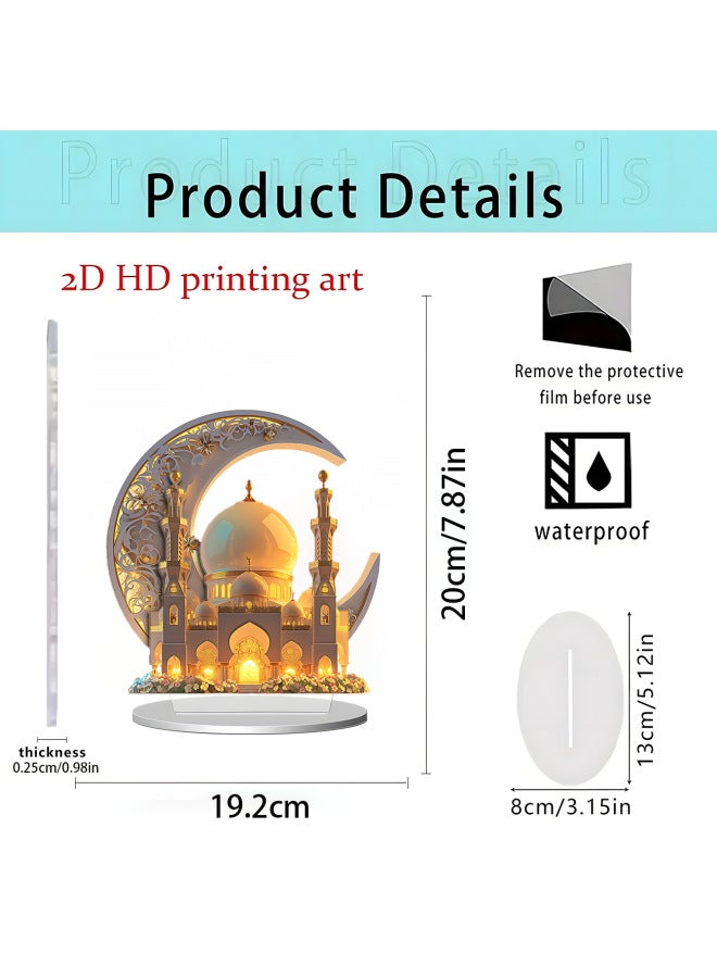 2D Flat Acrylic Desktop Ornament, Elegant Dancer, Mosque & Couple Design Table Decor