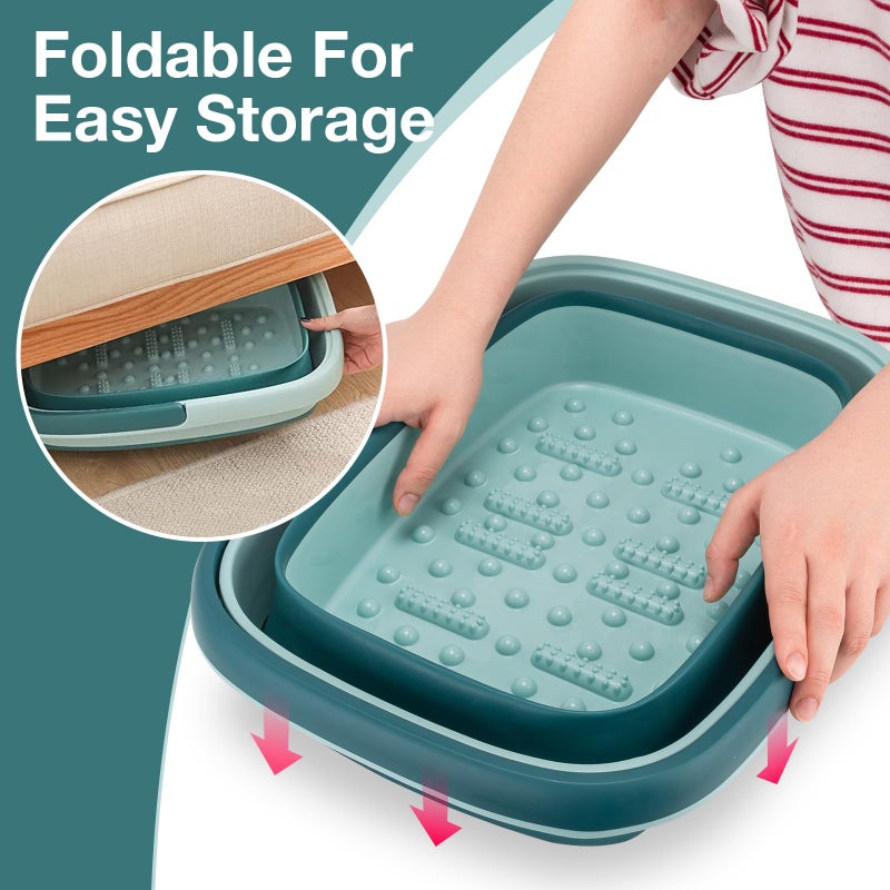 Udefineit Foot Bath Basin, Foldable & Portable Foot Soak Tub with Massage Acupoint for Foot Spa Bath, 15L/4 Gallon, Foot Massager Soaking Bath Basin Bucket for Pedicure Home Spa Treatment (Green) - Image 3