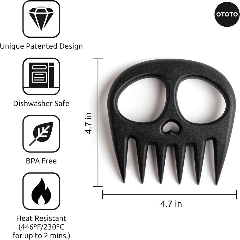 OTOTO New Meat Muncher Meat Claws - Meat Shredder Claws, BBQ Accessories, Grilling Gifts for Men, Halloween Goth Accessories, Spooky Skull Shredder for Goth Kitchen, Heat Resistant Claws (Black) - Image 5