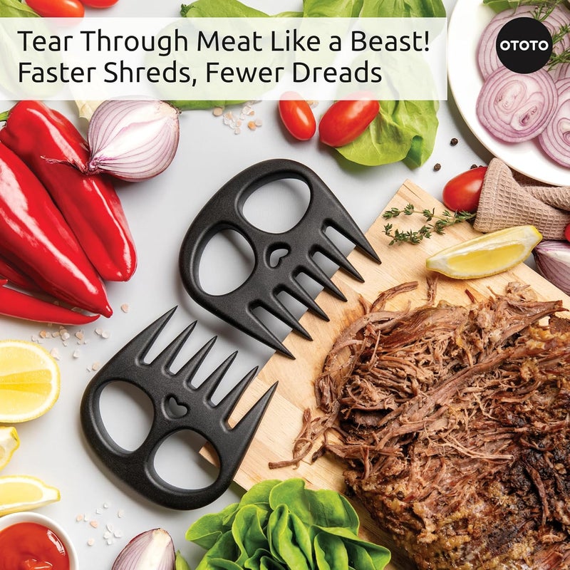 OTOTO New Meat Muncher Meat Claws - Meat Shredder Claws, BBQ Accessories, Grilling Gifts for Men, Halloween Goth Accessories, Spooky Skull Shredder for Goth Kitchen, Heat Resistant Claws (Black) - Image 3