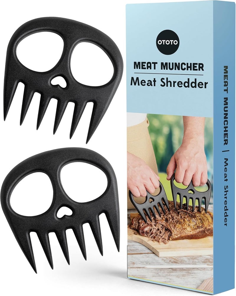 OTOTO New Meat Muncher Meat Claws - Meat Shredder Claws, BBQ Accessories, Grilling Gifts for Men, Halloween Goth Accessories, Spooky Skull Shredder for Goth Kitchen, Heat Resistant Claws (Black) - Image 1
