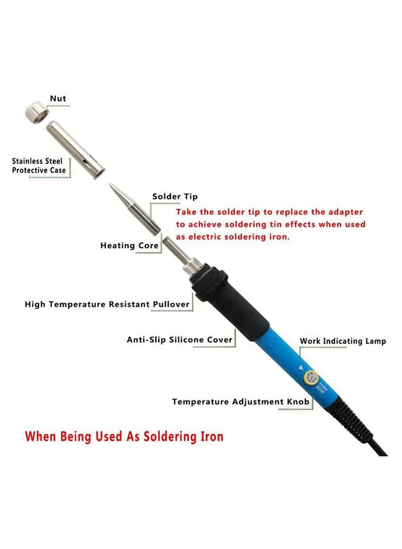40 قطعة من مجموعة أدوات حرق الخشب: قلم لحام بقدرة 60 واط مع ضبط حراري، أدوات إصلاح باللحام، رؤوس حرق، استنسل للحفر/النقش/النحت/التطبيع على الخشب - Image 2