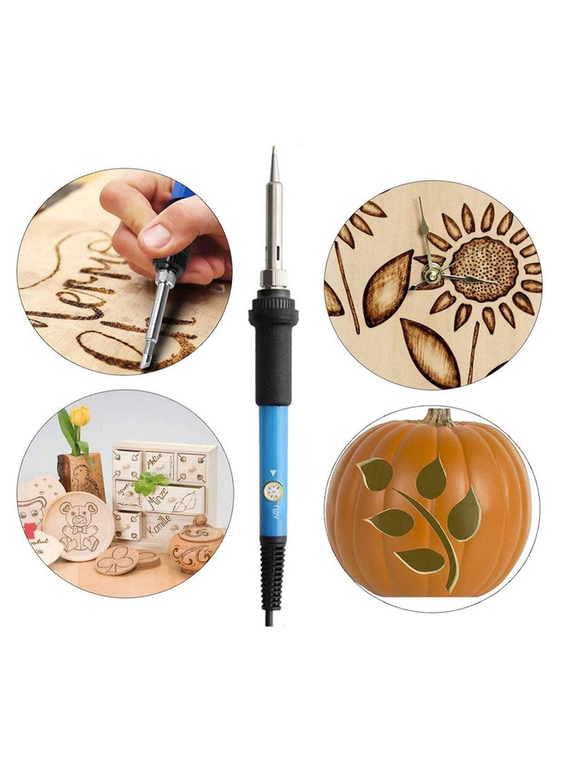 40 قطعة من مجموعة أدوات حرق الخشب: قلم لحام بقدرة 60 واط مع ضبط حراري، أدوات إصلاح باللحام، رؤوس حرق، استنسل للحفر/النقش/النحت/التطبيع على الخشب - Image 5