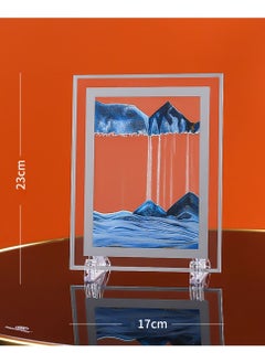 Inder 7" Desktop Moving Flowing Sand Art Picture Frame Hourglass Dynamic 3D Motion Deep Sea Sandscapes Landscapes Glass Painting For Home Office Decoration(Blue)  - Image 5