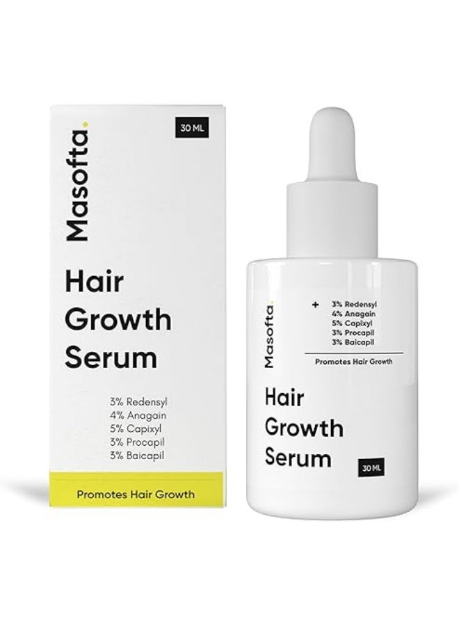 Masofta Hair Growth Serum For Promoting Hair Growth & Controlling Hair Fall With 3% Redensyl, 5% Capixyl, 4% Anagain, 3% Procapil & 3% Baicapil, Rosemary & Biotin, For Both Men & Women, 30ML