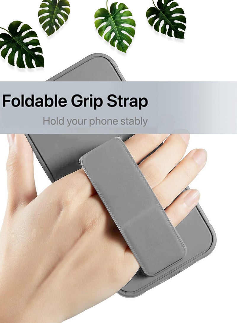 Wtech Hand Grip Foldable Magnetic Kickstand Wrist Strap Finger Grip With Built-In Iron Case Cover For Realme 12 Pro / 12 Pro+ / 12 Pro Plus 5G 2024 Grey - Image 2