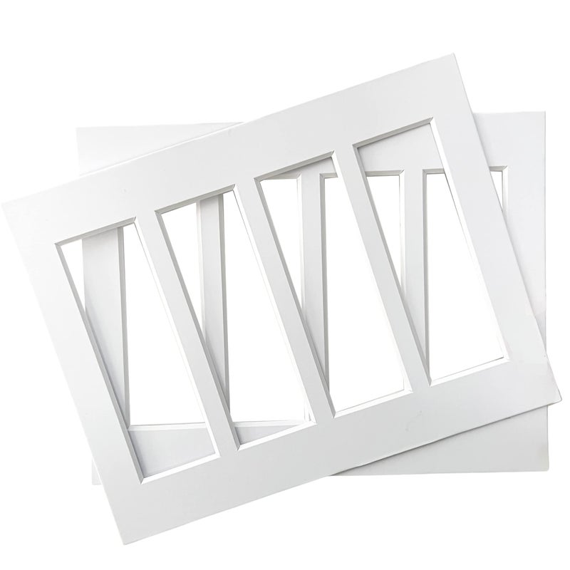 SMILE&WAVE Photo Frame Mats For 2x6 Photo Booth Strips - 8.5x11 Matboard Fits 4 Photobooth Pictures - DIY Cut to Fit 8x10, 5x7 Photo Picture Frame (White (Set of 2)) - Image 1