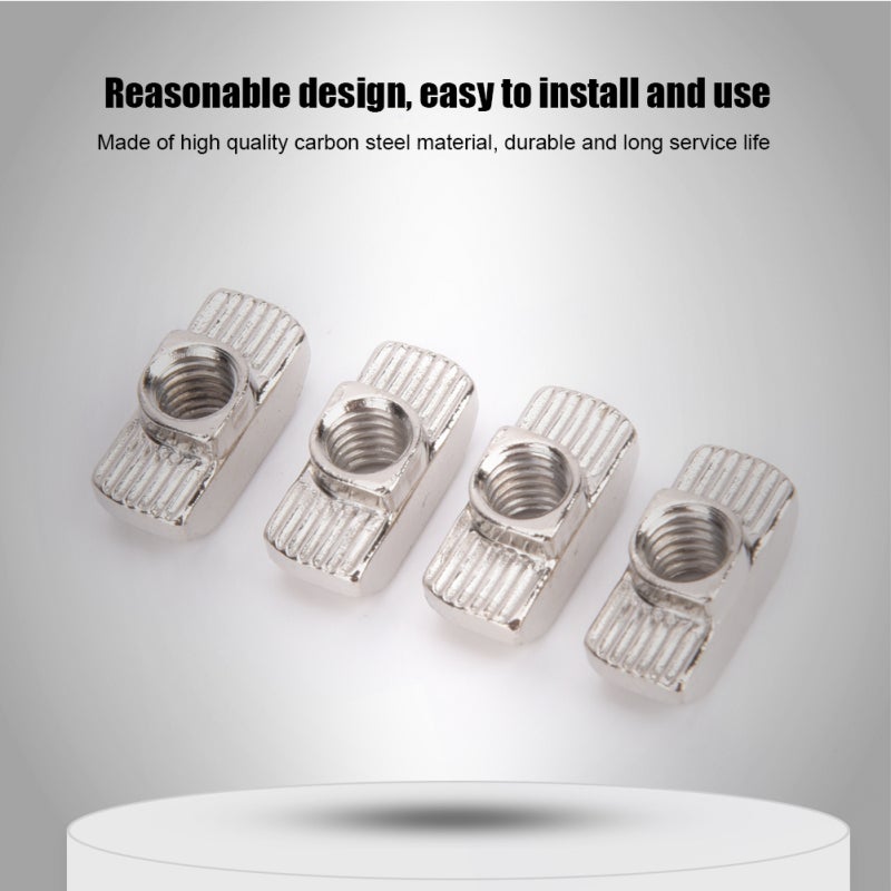 T-Slot Nut: 100-Pack Carbon Steel Nickel-Plated - Corrosion Resistant Durable Compact Design for Easy Installation & Versatile Usage Scenarios - Image 3
