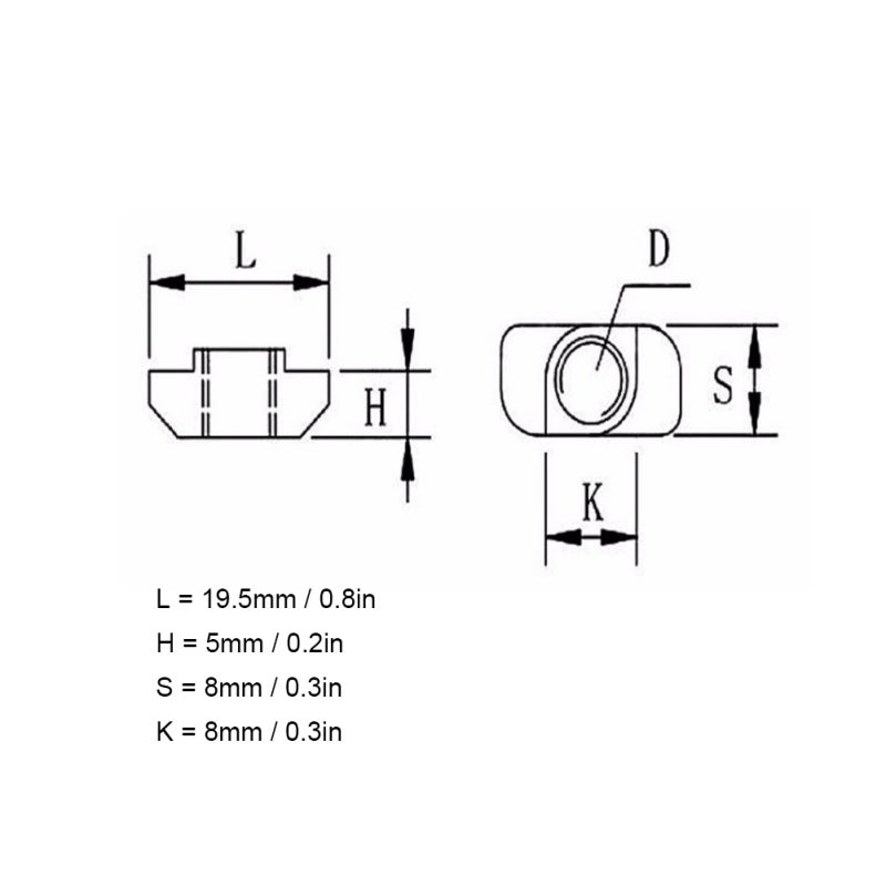 T-Slot Nut: 100-Pack Carbon Steel Nickel-Plated - Corrosion Resistant Durable Compact Design for Easy Installation & Versatile Usage Scenarios - Image 2