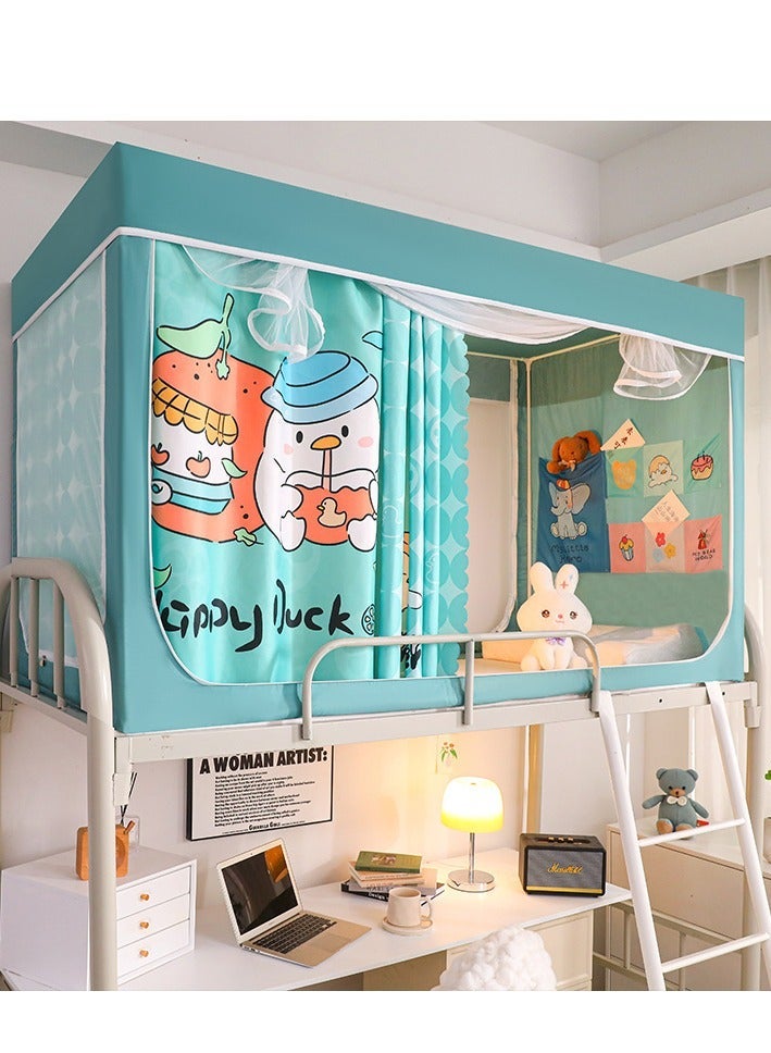 Bluejw Bed Canopy Tents Curtain Blackout Single Bed Tent Student Shading Cloth Canopy Dormitory Mosquito Net Sleep Privacy Protection with Frame for Children Bedroom with Cartoon Pattern - Image 2