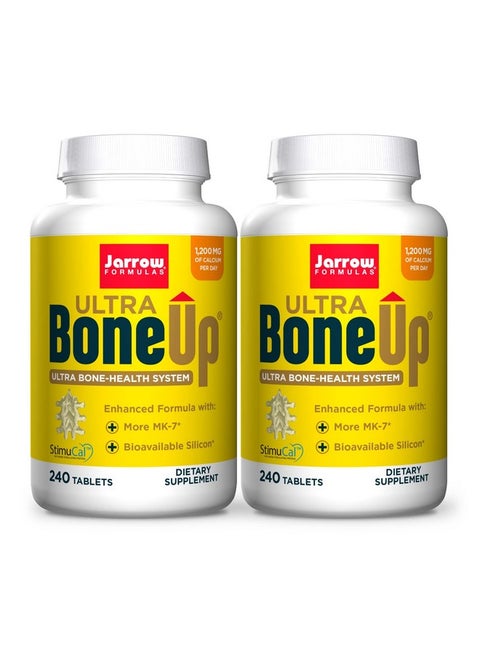 Jarrow Formulas Ultra BoneUp - 240 Tablets, Pack of 2 - Powerful, Multinutrient Bone Health Formula - Includes More MK-7 & JarroSil Activated Silicon for Added Bone Support - 240 Total Servings