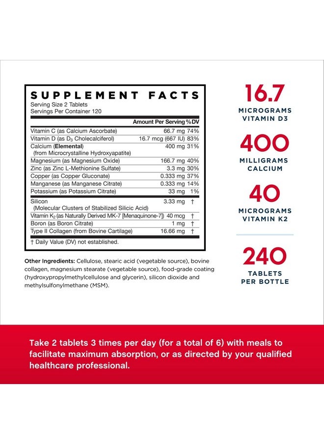 jarrow formulas Jarrow Formulas Ultra BoneUp - 240 Tablets, Pack of 2 - Powerful, Multinutrient Bone Health Formula - Includes More MK-7 & JarroSil Activated Silicon for Added Bone Support - 240 Total Servings  - Image 2