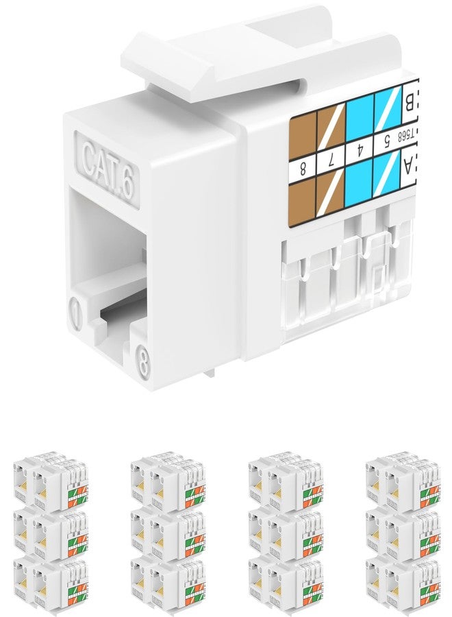 Rapink RJ45 Keystone Jack Cat6 10G Support, Cat6 Keystone UTP 25 PCS for Wall Plate and Patch Panel, Rj45 Jack White Color for Cat6, Cat5e, Cat5 Cabling - Image 1