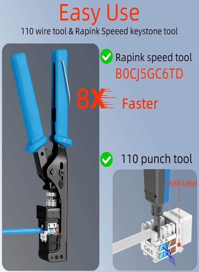 Rapink RJ45 Keystone Jack Cat6 10G Support, Cat6 Keystone UTP 25 PCS for Wall Plate and Patch Panel, Rj45 Jack White Color for Cat6, Cat5e, Cat5 Cabling - Image 4