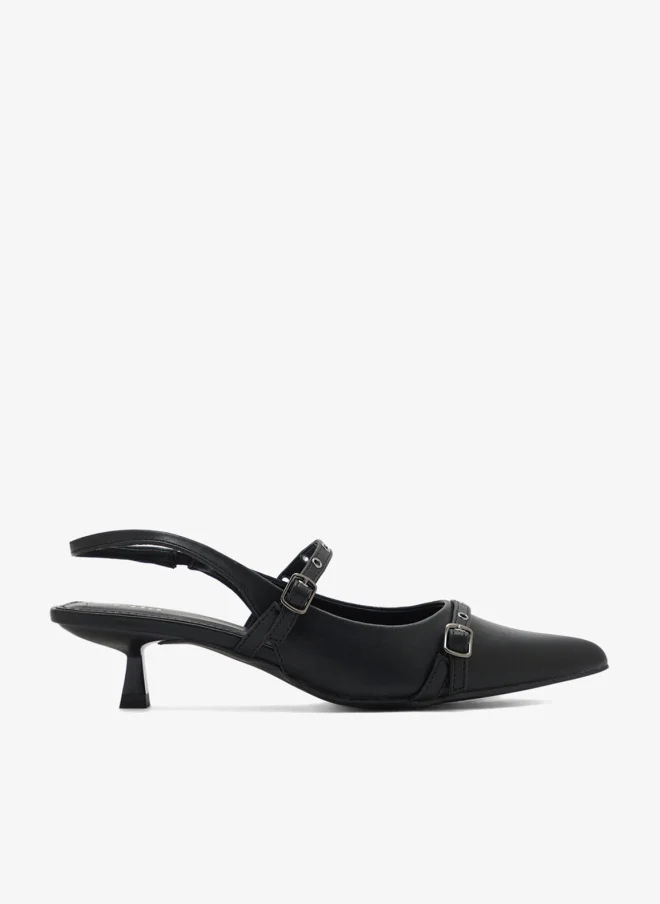ELLA Double Strap Eyelet Detail Sling Back Low Heel Pump