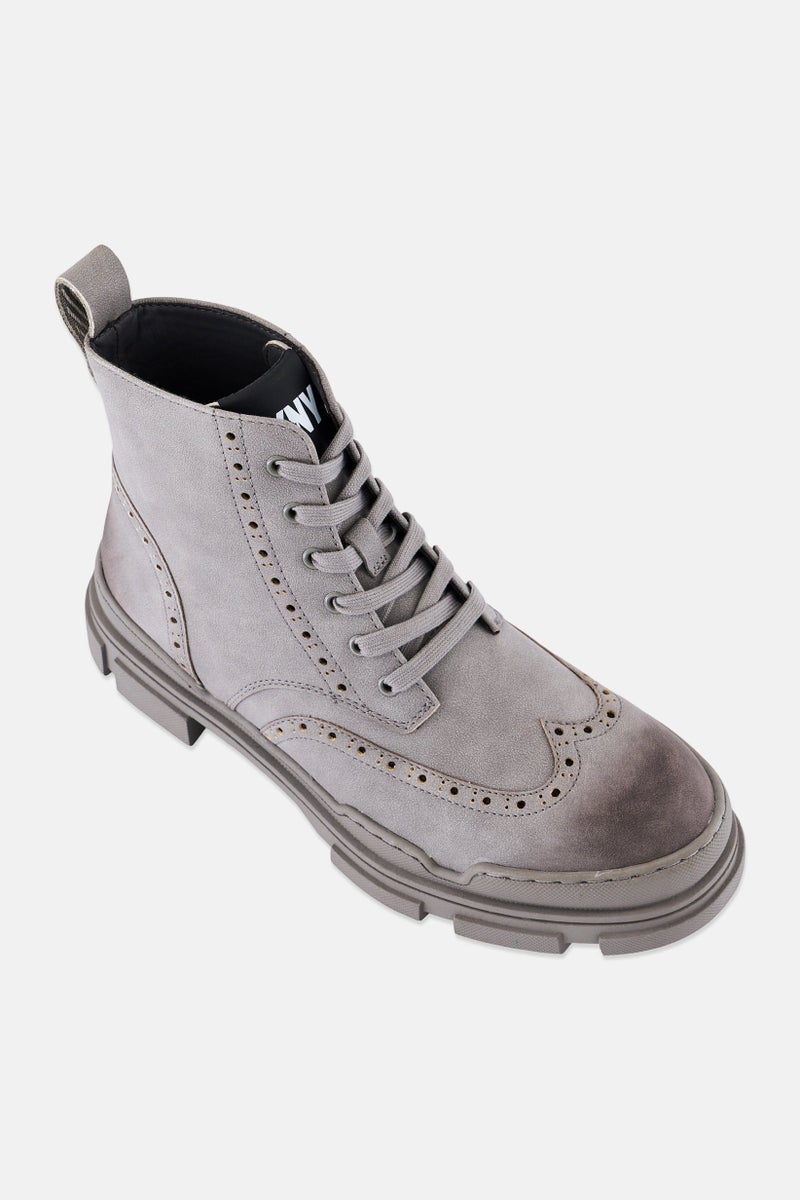 DKNY Men Wingtip Oxford Ankle Boots, Grey - Image 1