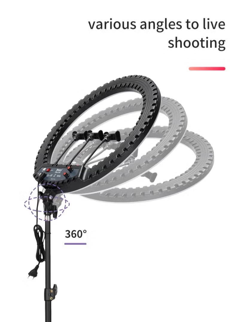 جيه ماري 21 Inch Ring Light Tripod Stand with 3 Phone Brackets Soft LED Ring Light with Remote - Image 5
