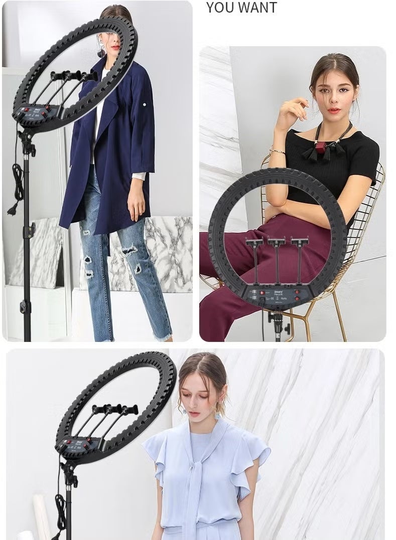 جيه ماري 21 Inch Ring Light Tripod Stand with 3 Phone Brackets Soft LED Ring Light with Remote - Image 3