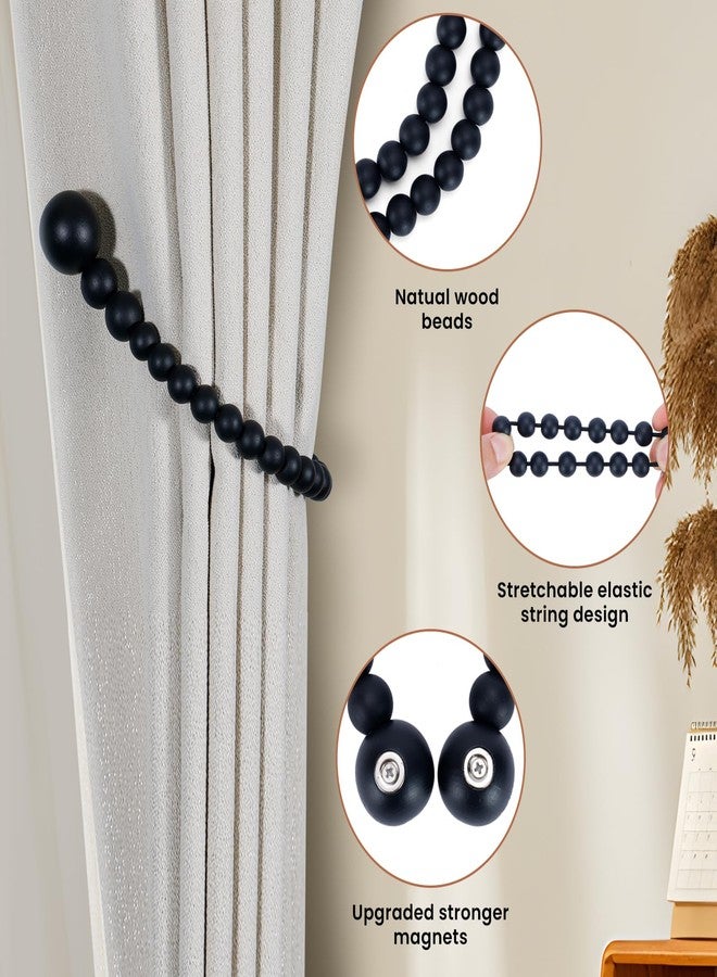KLOGTSIND Magnetic Curtain Tiebacks, Curtain Tie Backs for Curtains 2 Pack, Wood Bead Curtain Tiebacks, Curtain Holders for Boho Bedroom Decor, Baby Nursery Decor, Farmhouse Decor - Image 5