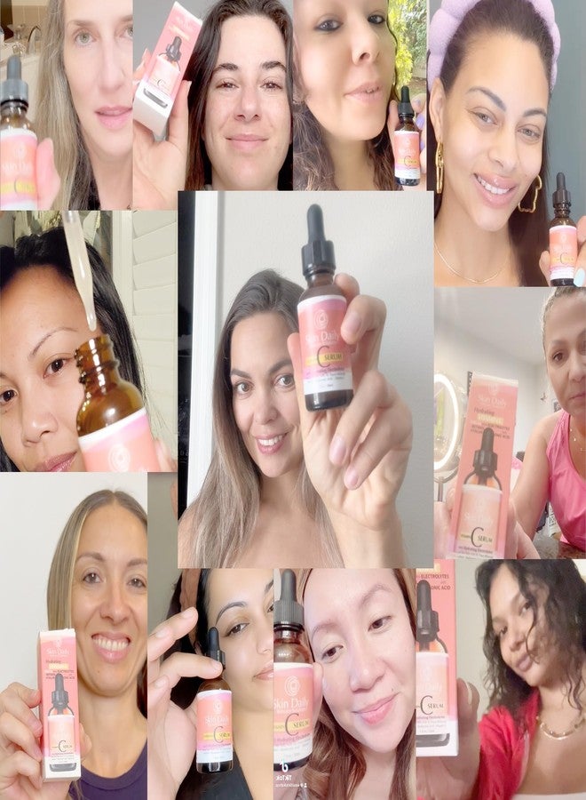 Skin Daily Skincare Solutions Antioxidant Vitamin C Serum for Face- Infused with Electrolytes, Hyaluronic Acid, Retinol - 1 oz - Image 4