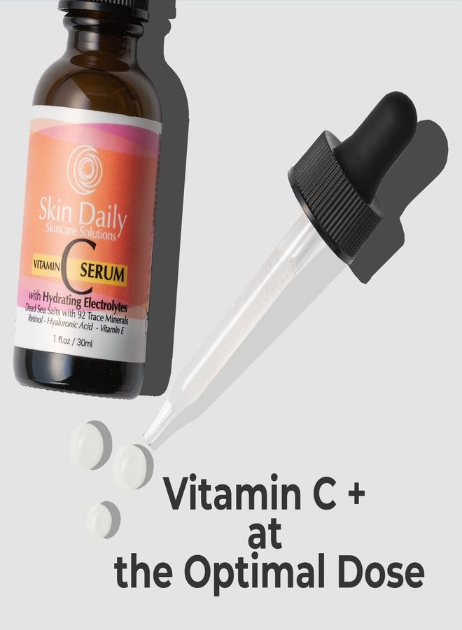 Skin Daily Skincare Solutions Antioxidant Vitamin C Serum for Face- Infused with Electrolytes, Hyaluronic Acid, Retinol - 1 oz - Image 2