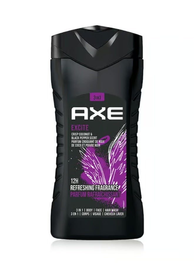 Axe Excite Refreshing Crisp Coconut and Black Pepper Fragrance 3 in 1 Shower Gel 250 Ml - Image 1