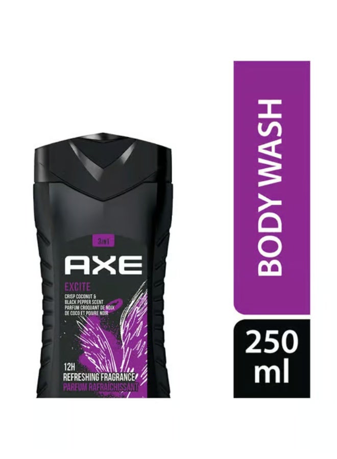 Axe Excite Refreshing Crisp Coconut and Black Pepper Fragrance 3 in 1 Shower Gel 250 Ml - Image 2