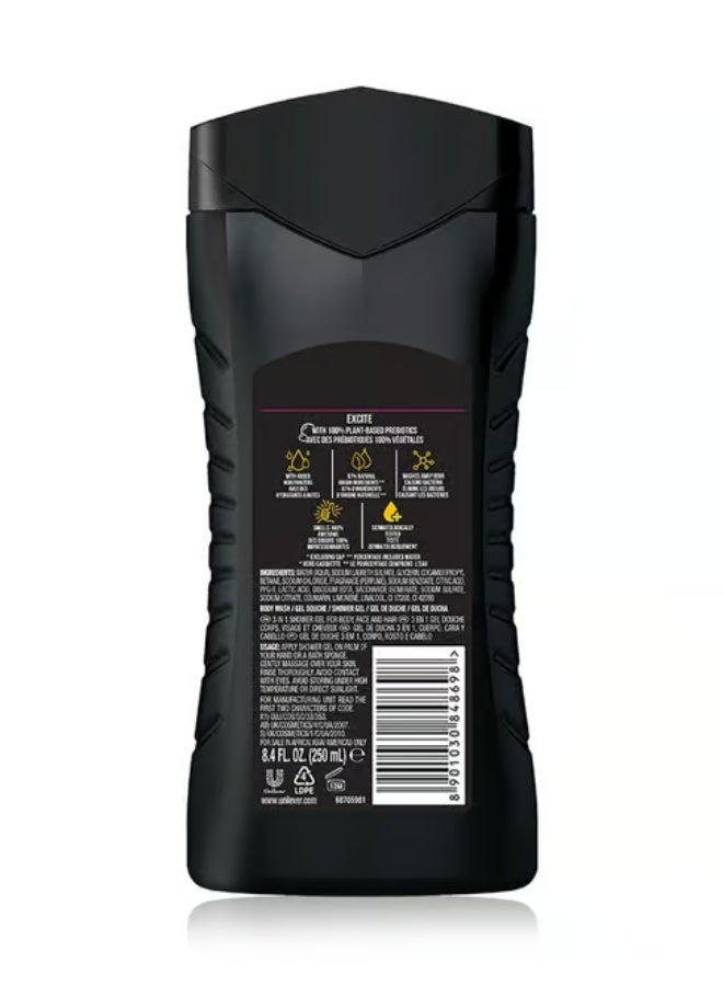 Axe Excite Refreshing Crisp Coconut and Black Pepper Fragrance 3 in 1 Shower Gel 250 Ml - Image 3