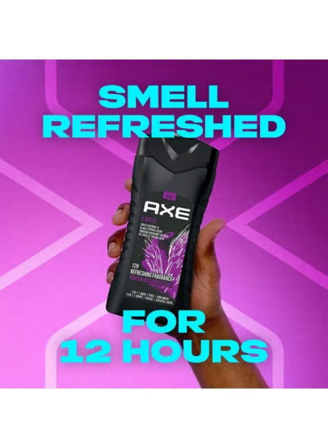 Axe Excite Refreshing Crisp Coconut and Black Pepper Fragrance 3 in 1 Shower Gel 250 Ml - Image 4
