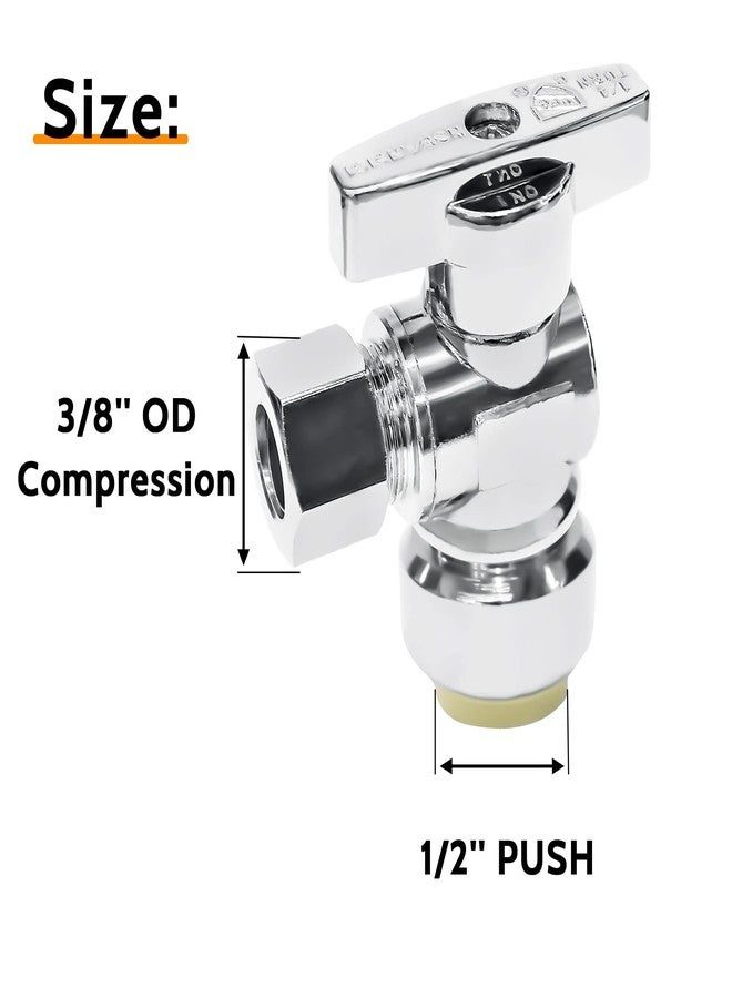 VINTEX 10 Pack Angle Stop Valve 1/2"Push X 3/8" Threaded Compression, 1/2 Inch Push x 3/8 Inch Compression Water Shut Off Valve, 9/16-24UNEF Thread, Copper, CPVC, PE-RT - Image 2