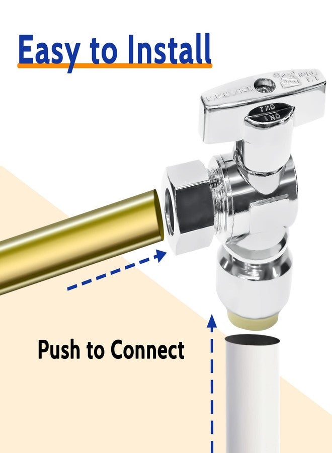 VINTEX 10 Pack Angle Stop Valve 1/2"Push X 3/8" Threaded Compression, 1/2 Inch Push x 3/8 Inch Compression Water Shut Off Valve, 9/16-24UNEF Thread, Copper, CPVC, PE-RT - Image 3