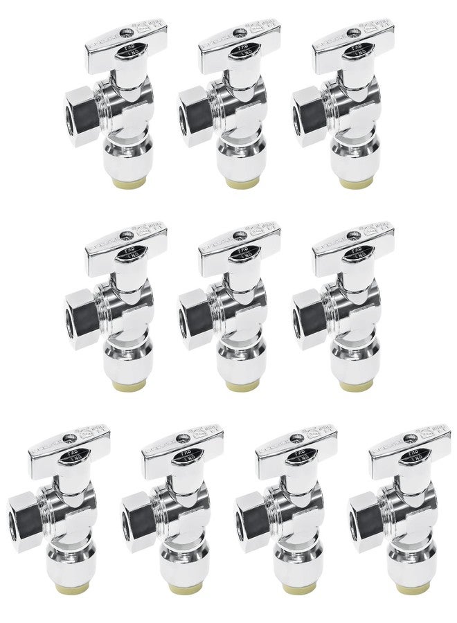 VINTEX 10 Pack Angle Stop Valve 1/2"Push X 3/8" Threaded Compression, 1/2 Inch Push x 3/8 Inch Compression Water Shut Off Valve, 9/16-24UNEF Thread, Copper, CPVC, PE-RT - Image 1