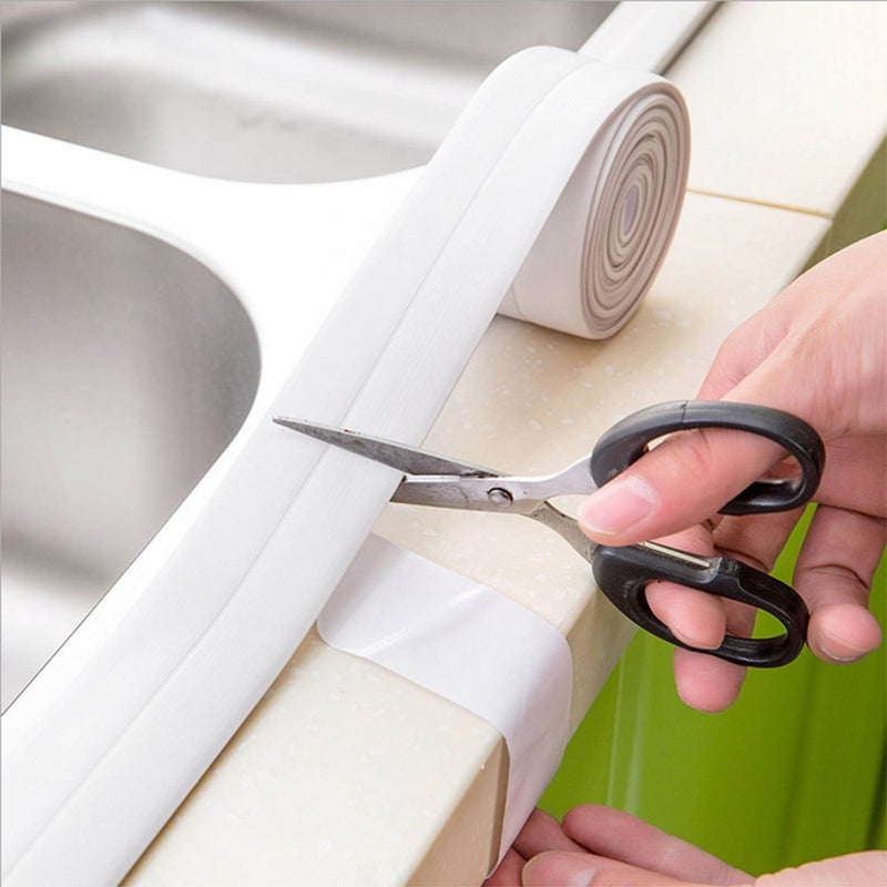 Daycount Tape Caulk Strip Seal for Toliet Bathtub, Sink, Kitchen, Wall Edge, Self Adhesive Corner Liner 126''x1.57'' (Grey) - Image 4