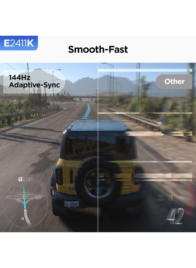 KOORUI 24 Inch Office Monitor, FHD 1080P 144Hz Monitor, IPS Display, Free-sync Compatible, 99% SRGB Color Gamut VESA 100 * 100mm Eye Care, Ultra-Slim Frame, Office & Gaming Ready, E2411K - Image 4