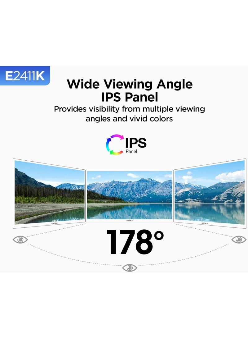 KOORUI 24 Inch Office Monitor, FHD 1080P 144Hz Monitor, IPS Display, Free-sync Compatible, 99% SRGB Color Gamut VESA 100 * 100mm Eye Care, Ultra-Slim Frame, Office & Gaming Ready, E2411K - Image 3