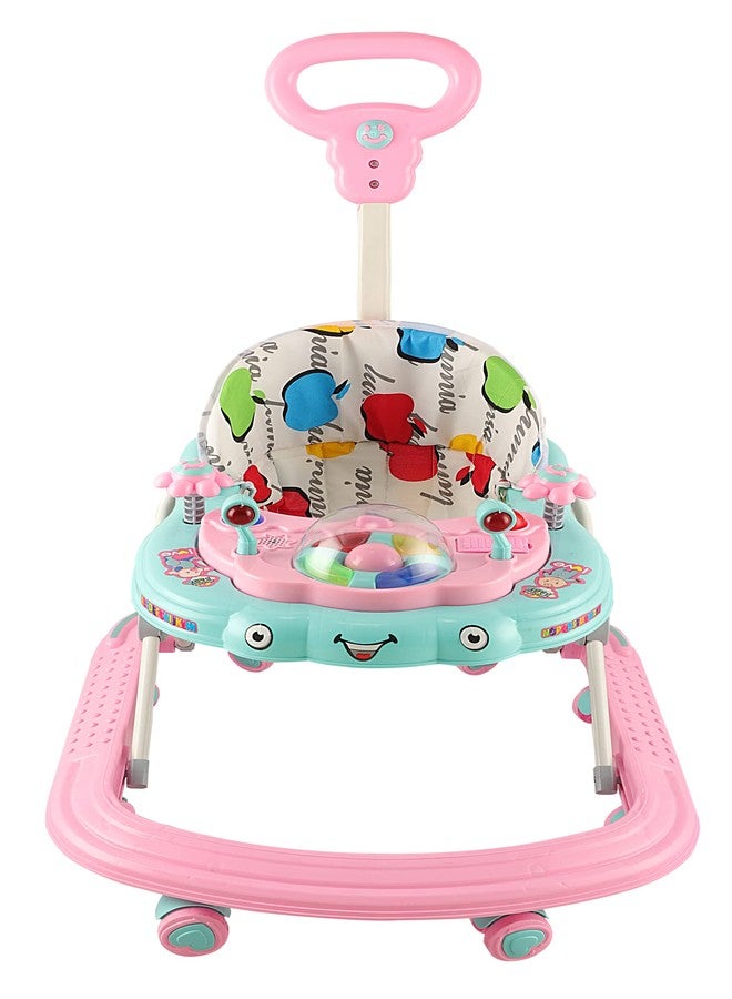 JoyRide ABC Donut Baby Walker, 8 Wheels | Light-Weight Kids Walker for Babies | Soft Thick Cushioned Seat (Pink) - Image 1